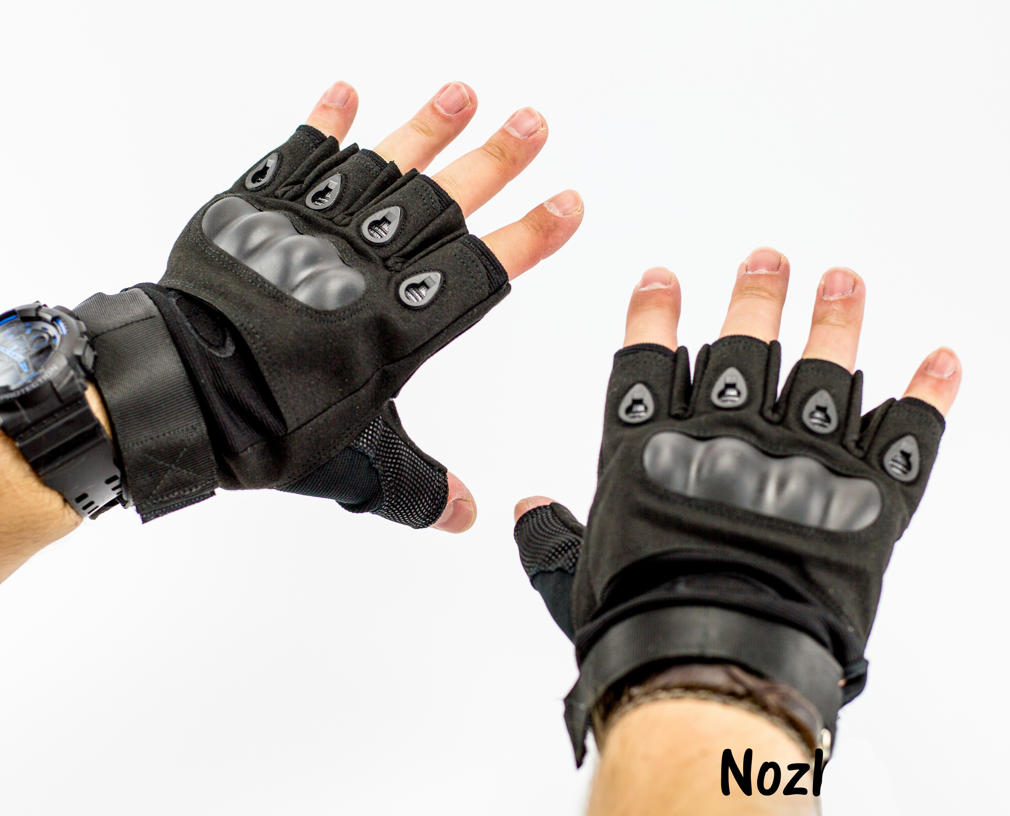 Тактические перчатки без пальцев, черные размер XL - фото 6