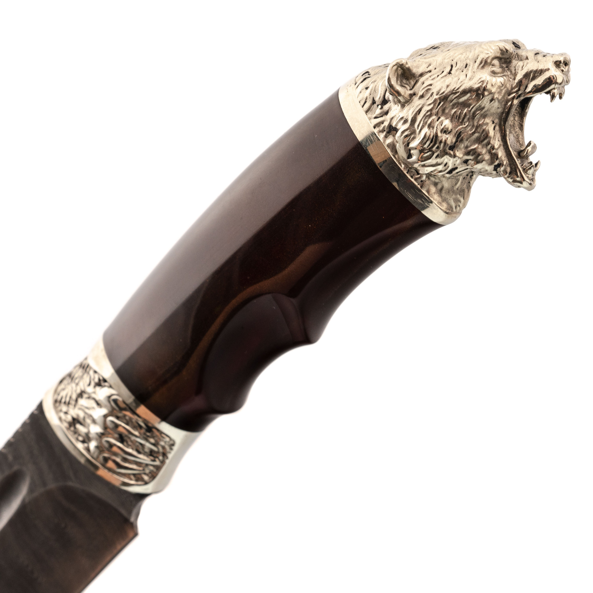 Авторский нож Медведь, сталь дамаск, рукоять акрил, Кизляр - фото 4