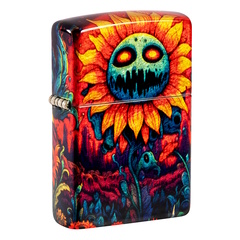Фото Зажигалка ZIPPO Spooky Sunflower с покрытием 540 Tumbled Brass, латунь/сталь, разноцветная, 38x13x57 мм