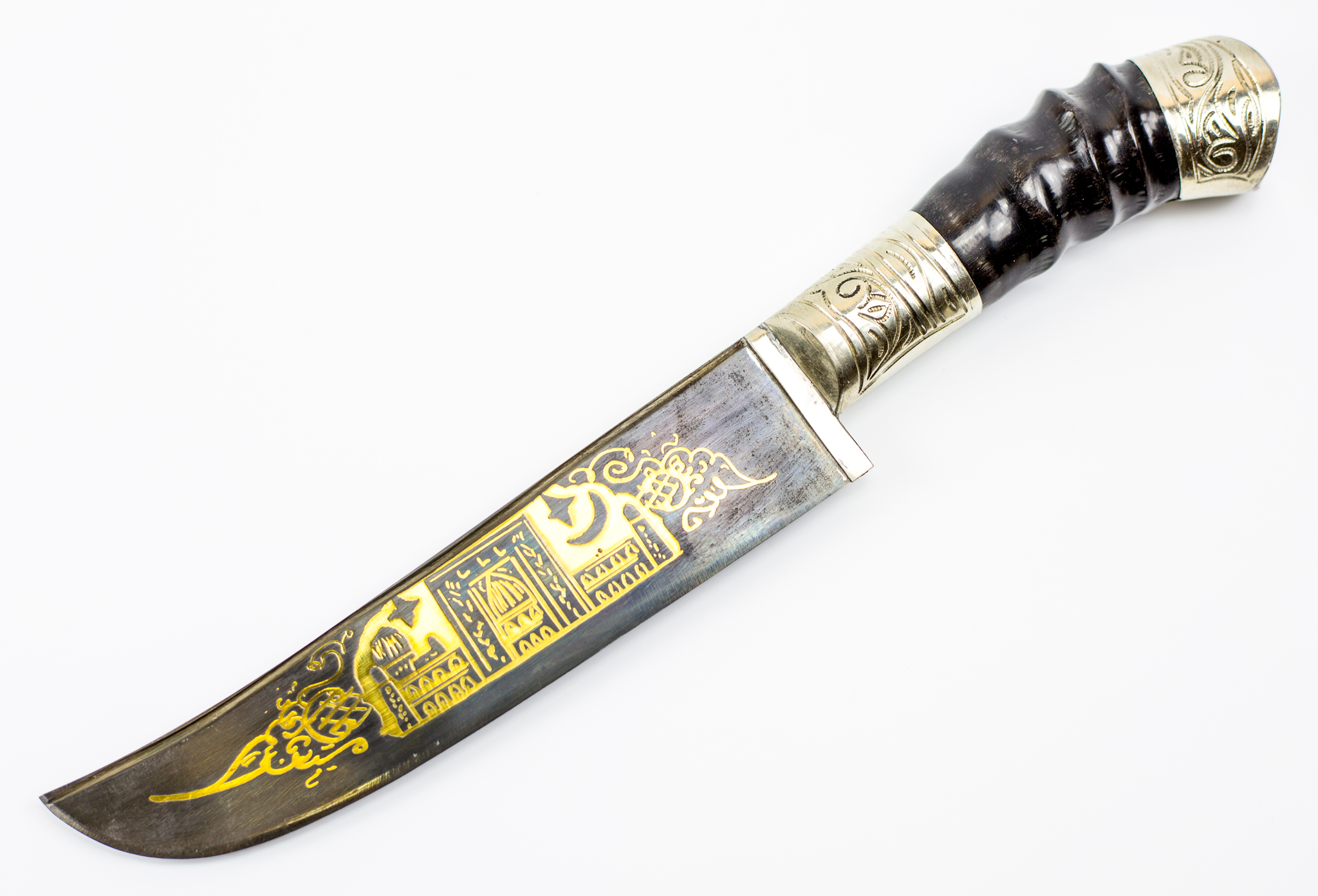 Нож узбекский Коканд, с рукоятью из рога и мельхиора