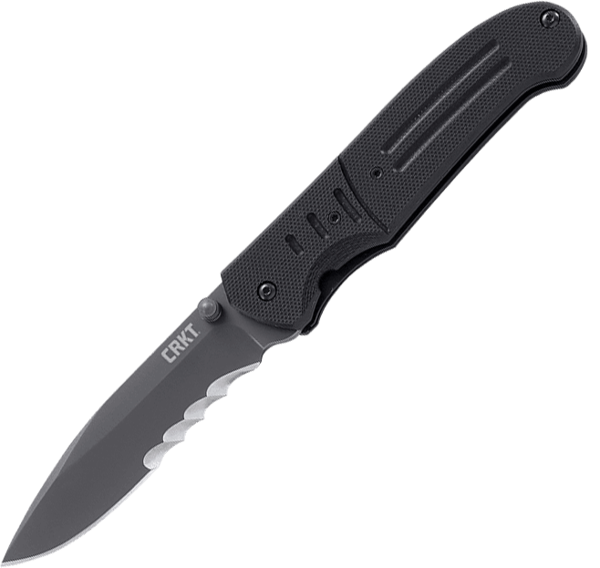 Полуавтоматический складной нож Ignitor T Veff Serrations™, CRKT 6865, сталь 8Cr14MoV Titanium Nitride, рукоять стеклотекстолит G10 - фото 1