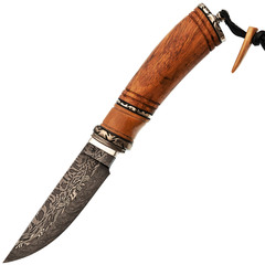 Фото Авторский нож Сокол, сталь мозаичный дамаск, подарочная шкатулка