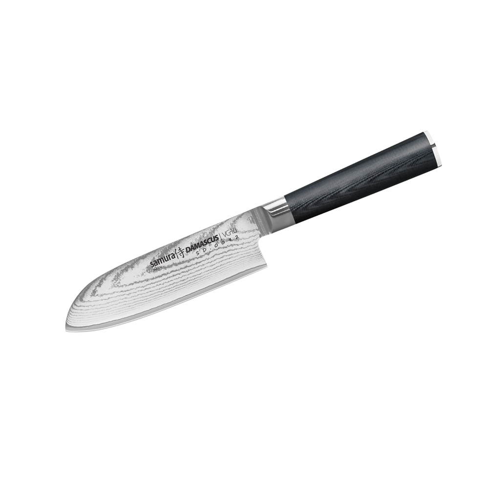 Нож кухонный Сантоку Samura Damascus SD-0092/Y, сталь VG-10/дамаск, рукоять G-10