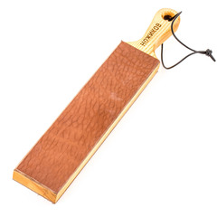 Фото Доска с рукоятью для правки ножей, толщина кожи 2 мм