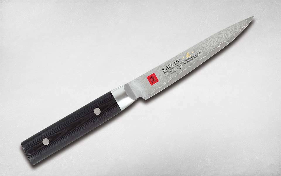 фото Нож кухонный универсальный damascus masterpiece 120 мм, kasumi, 92012, сталь дамаск, микарта, чёрный