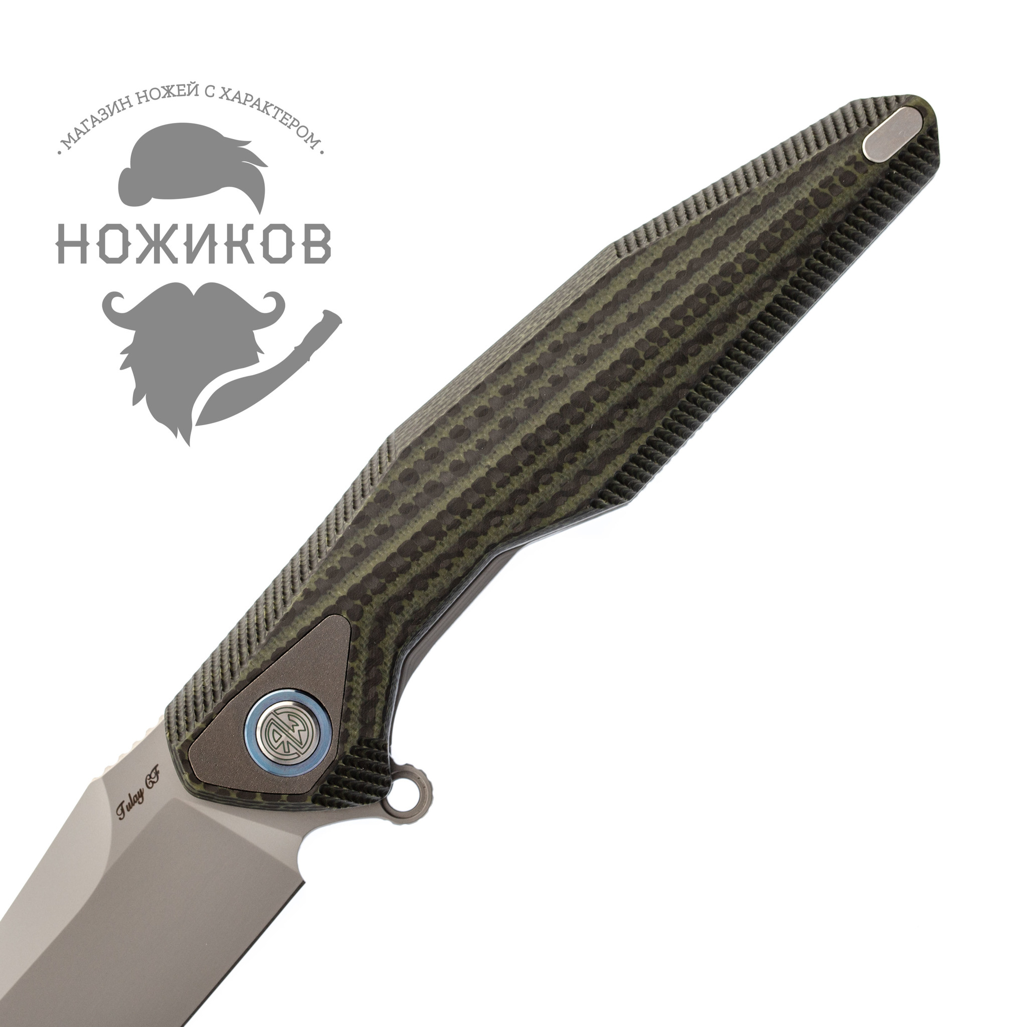 Нож складной Tulay Rikeknife, сталь 154CM, Green G10/Carbon Fiber - фото 3