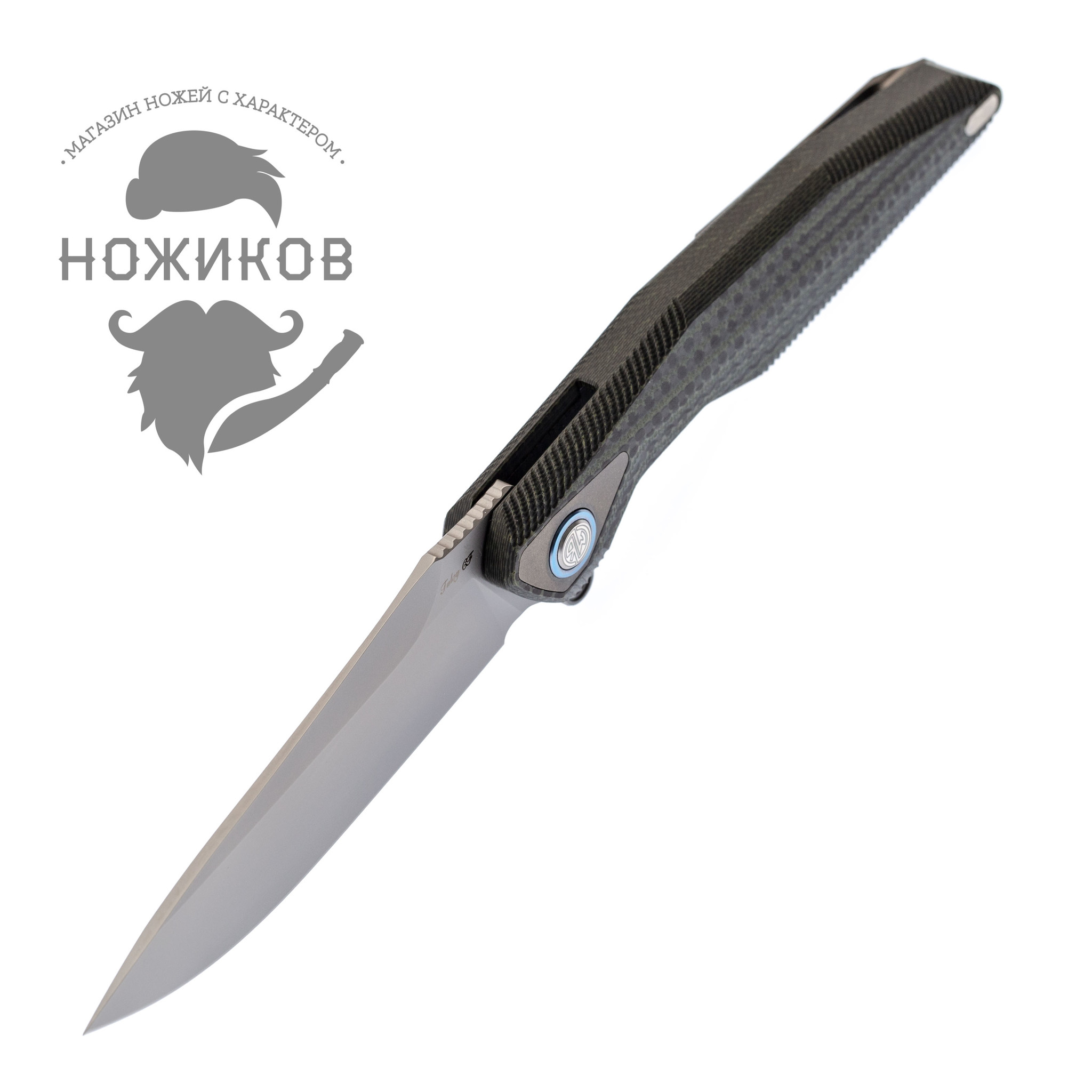 Нож складной Tulay Rikeknife, сталь 154CM, Green G10/Carbon Fiber - фото 4