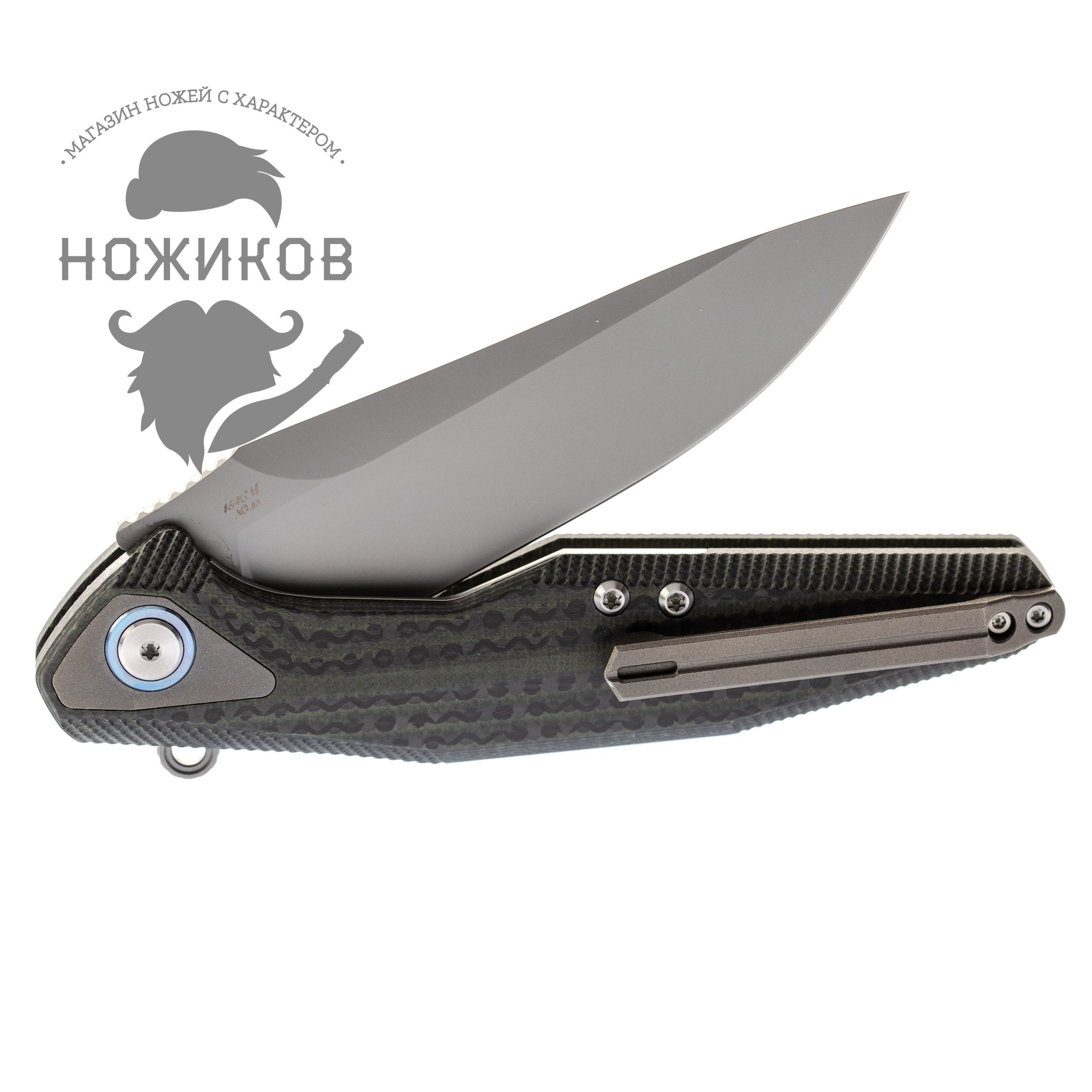 фото Нож складной tulay rikeknife, сталь 154cm, green g10/carbon fiber