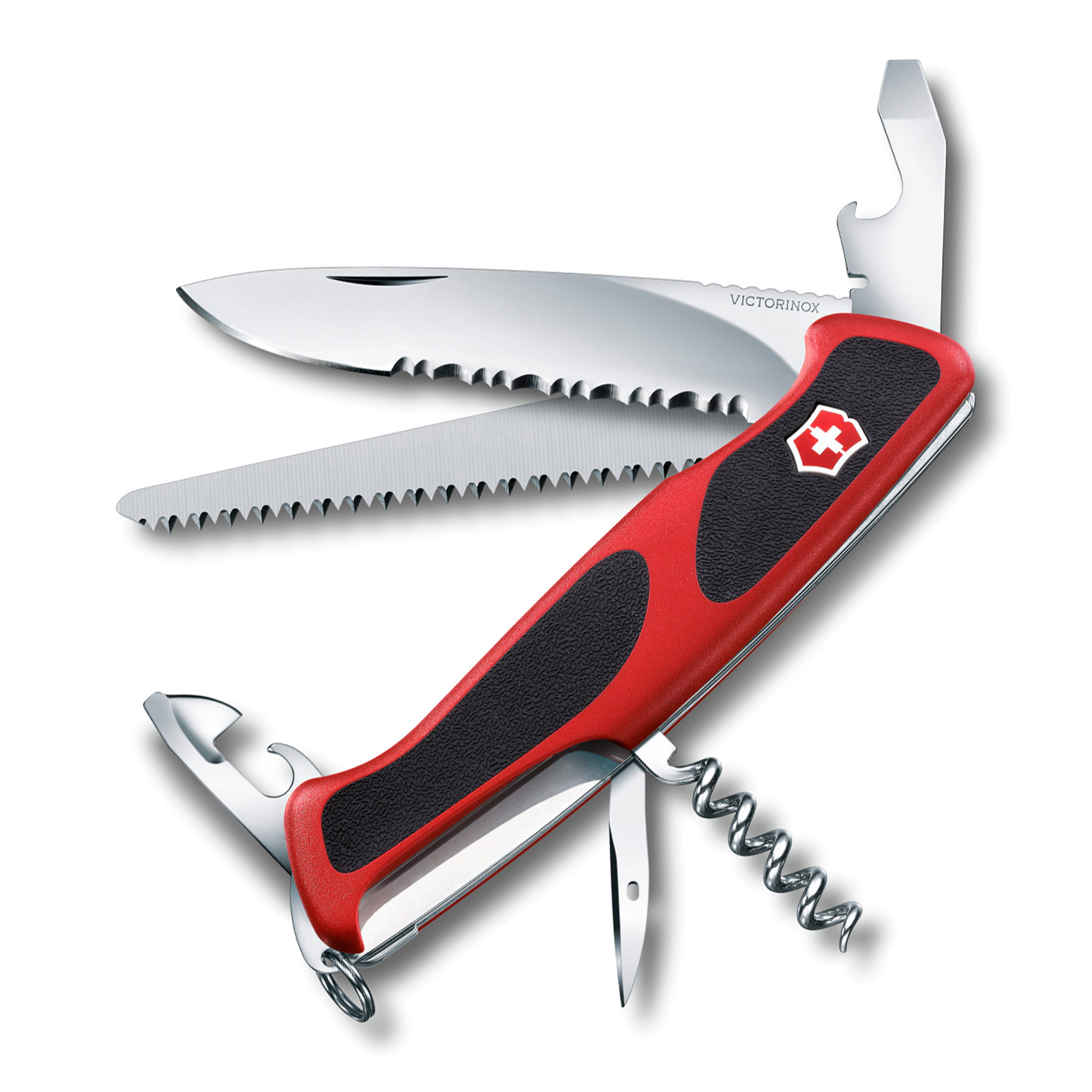 Нож перочинный Victorinox RangerGrip 155 0.9563.WC 130мм 12 функций красно-чёрный - фото 1