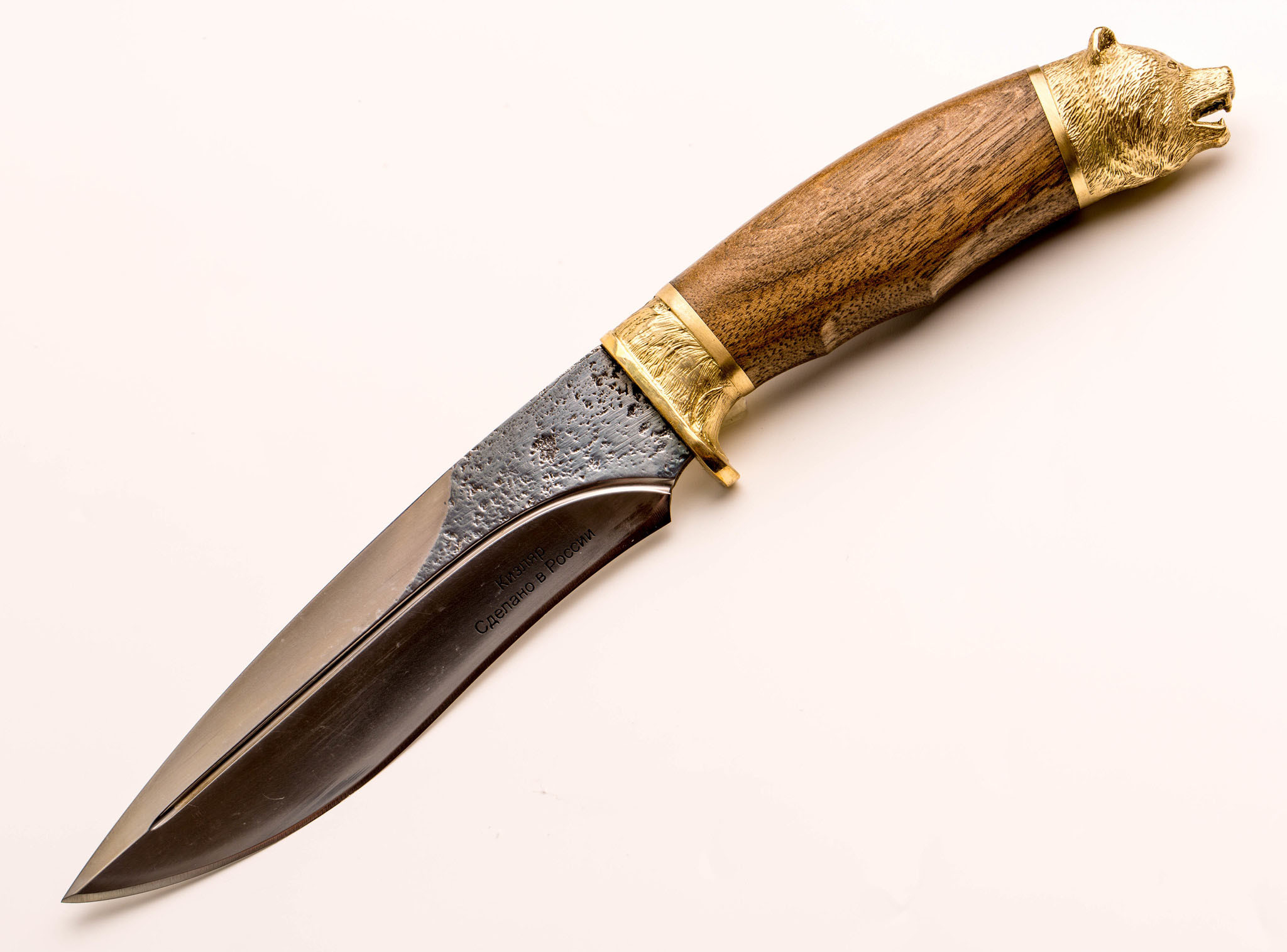 Нож Сафари-1, Кизляр СТО, с головой медведя, сталь Х12МФ - фото 1