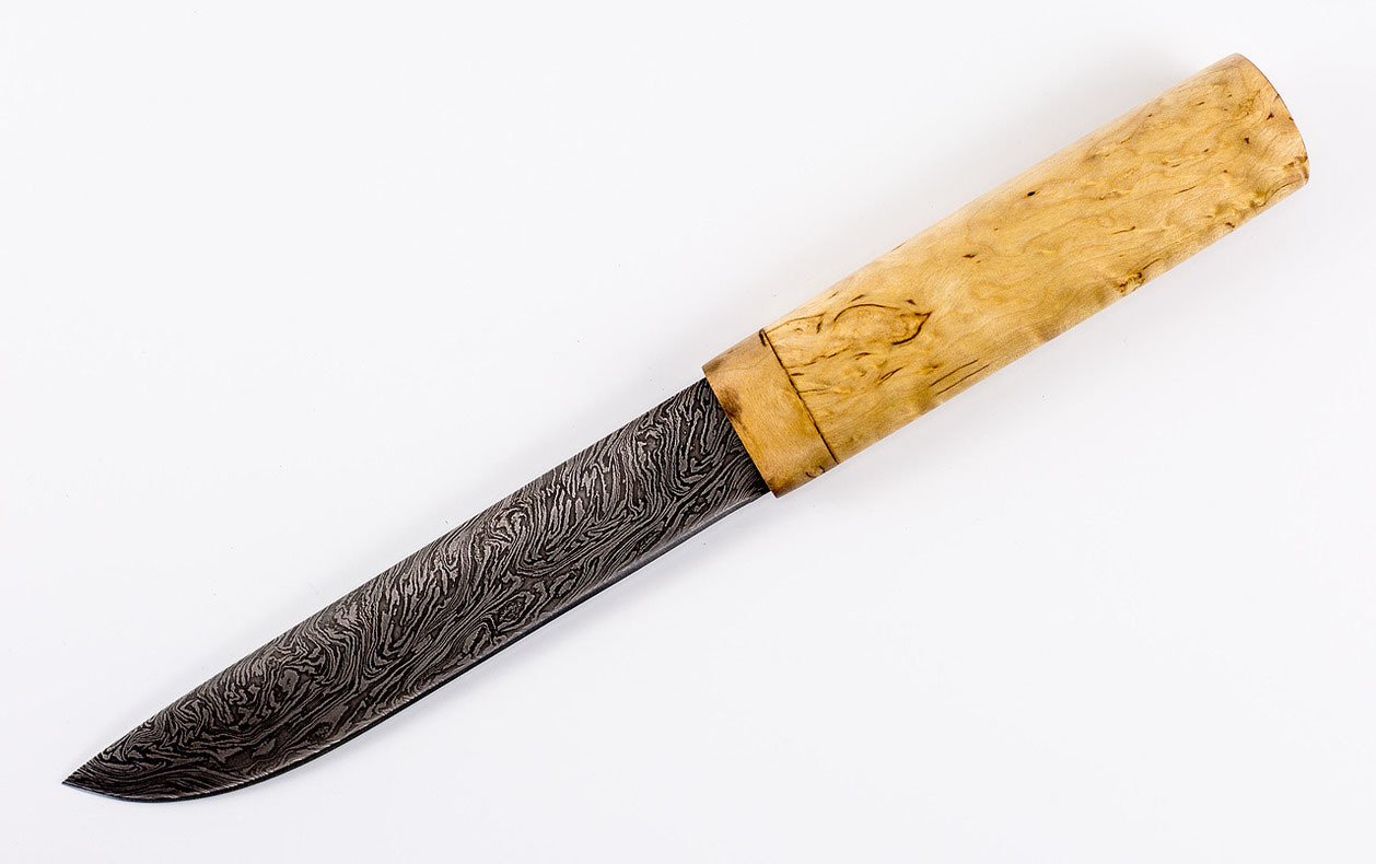 Нож Якутский большой из дамаска, карелка