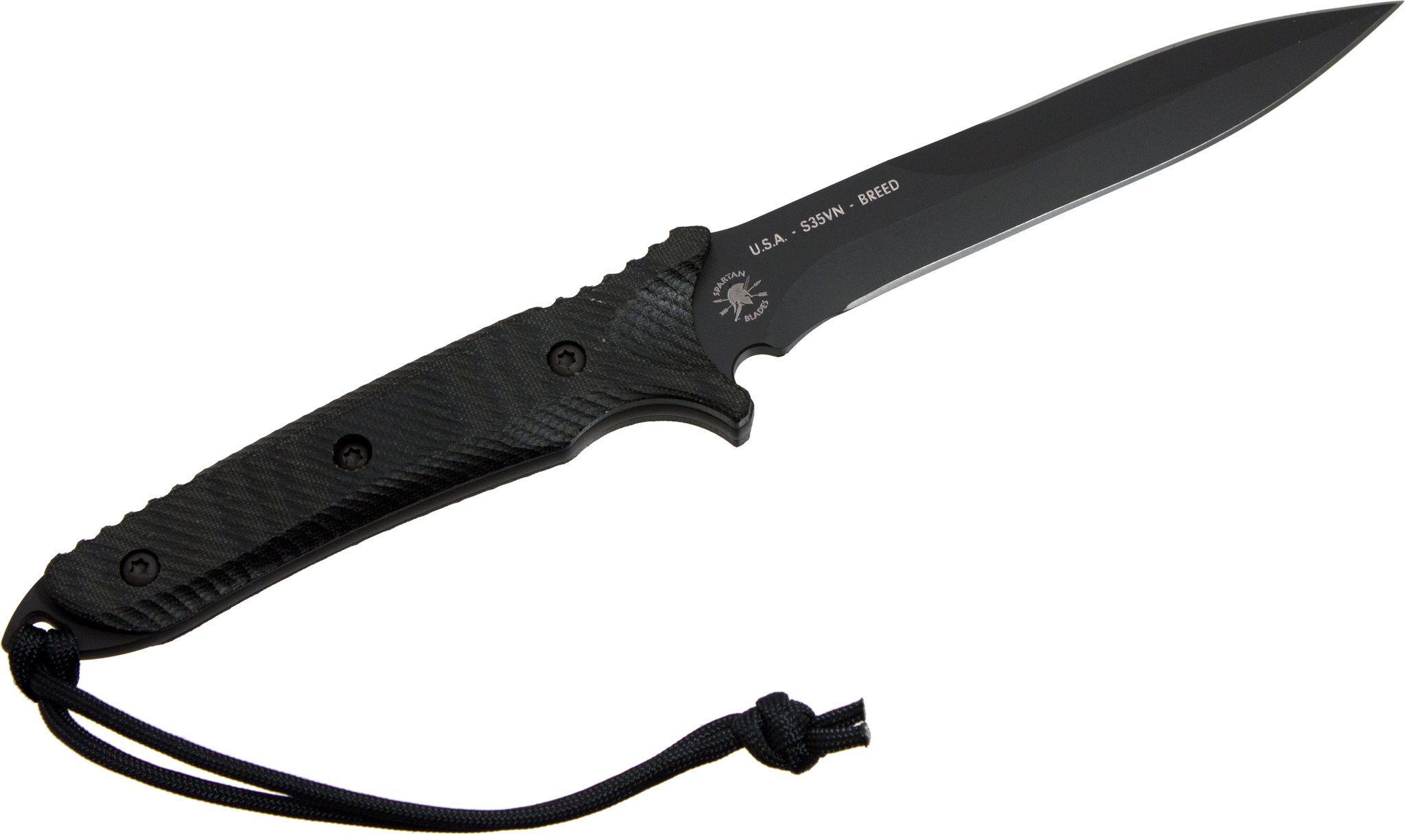 фото Нож с фиксированным клинком spartan blades breed fighter, сталь cpm-s35vn, рукоять черная микарта, чехол мультикам