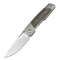 Фото Складной нож Artisan Cutlery Gambit, сталь S90V, рукоять титан/микарта, серый/оливковый