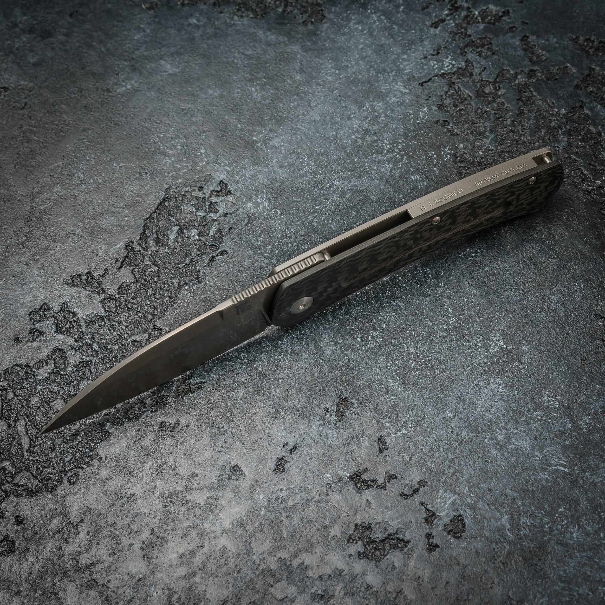 Складной нож Artisan Centauri, сталь дамаск, черный карбон/титан - фото 5