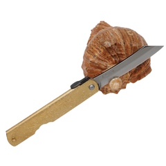 Фото Складной нож Nagao Higonokami Hiraki, 80мм, сталь Aogami Migaki, рукоять латунь, Golden style