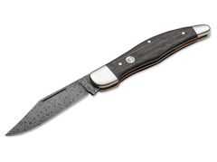 Фото Нож складной 20-20 Classic Damascus - Boker 112021DAM, сталь дамаск Plain, рукоять дерево (мореный дуб), чёрный