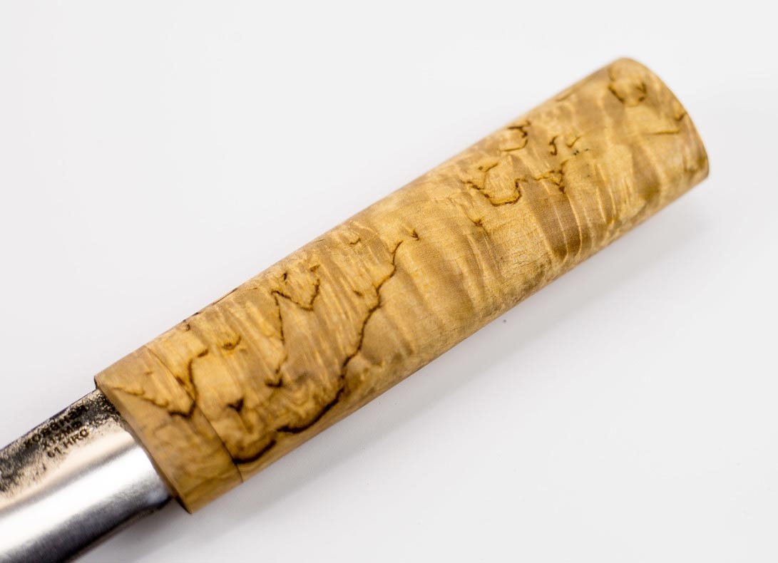 Нож якутский ручной ковки из Х12МФ, карельская береза - фото 3