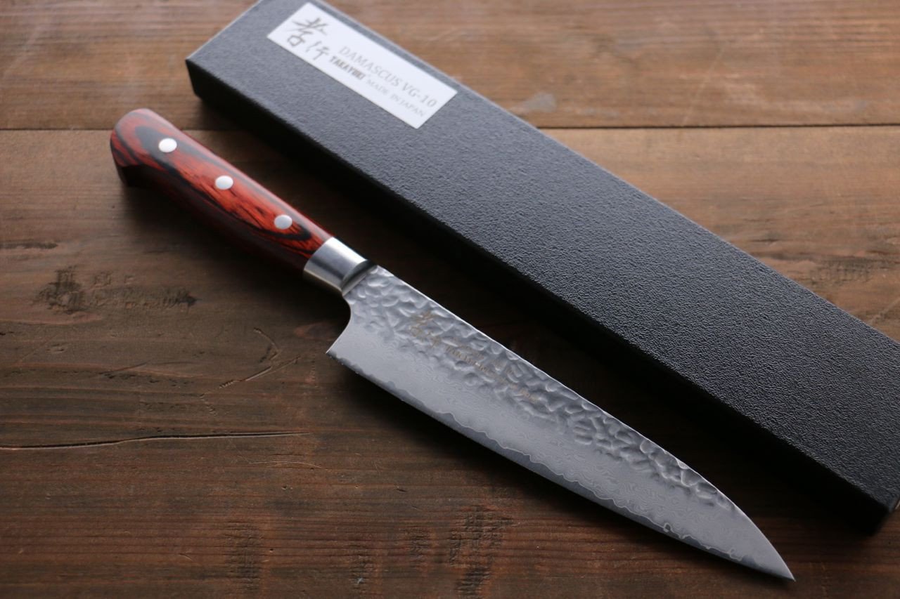 Кухонный нож шефа Sakai Takayuki, сталь VG-10 Damascus, рукоять дерево пакка от Ножиков