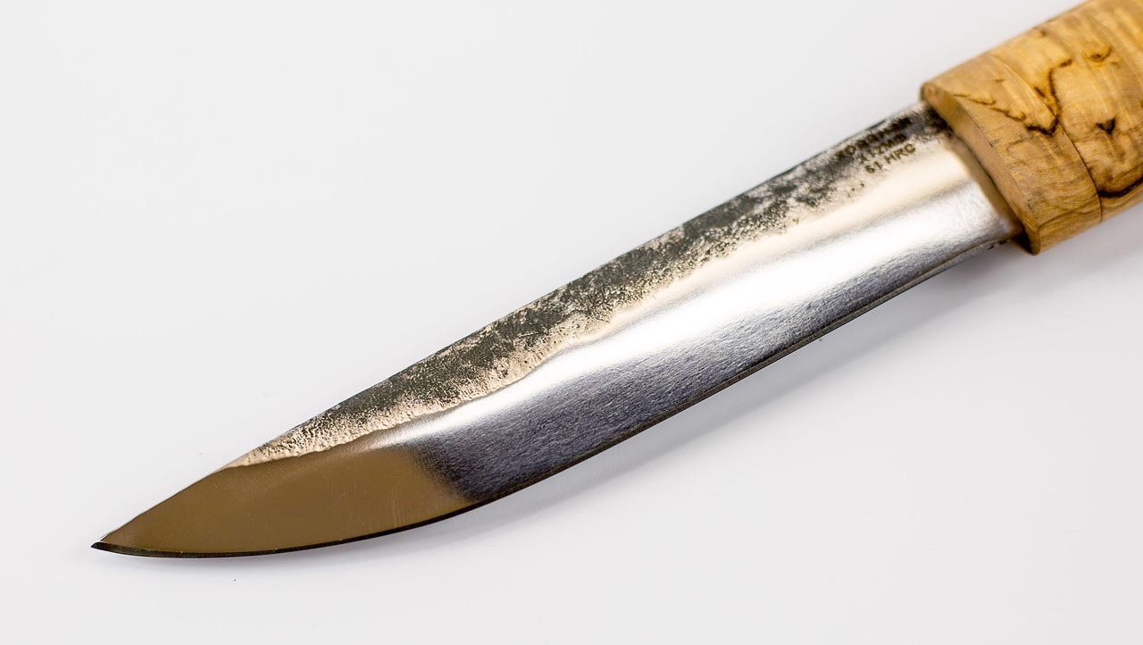 Нож якутский ручной ковки из Х12МФ, карельская береза - фото 4