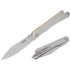 Фото Складной нож SanRenMu 9306, сталь 8Cr13MOV, рукоять сталь, серебристый