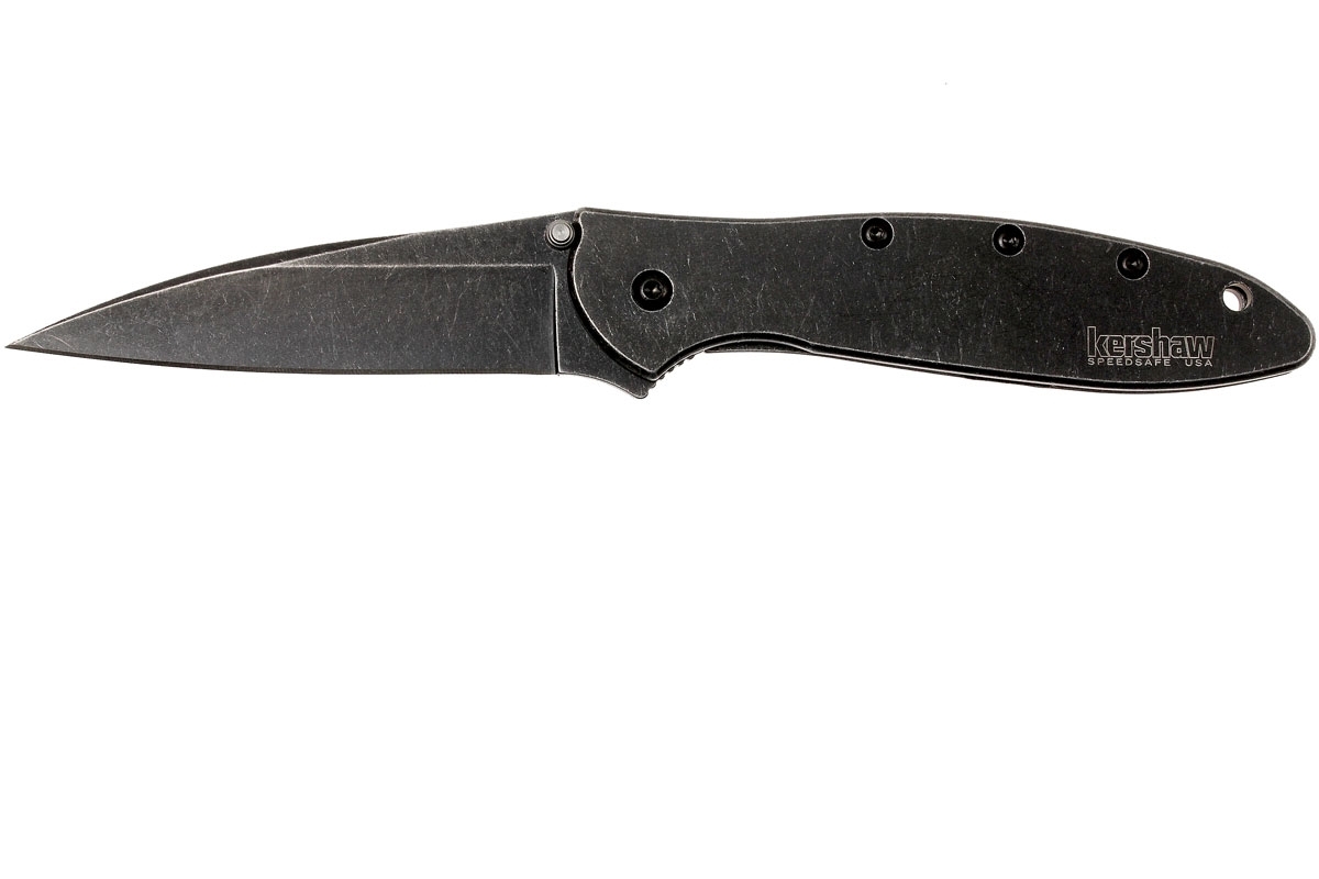 Складной нож Leek - Kershaw 1660BLKW, сталь Sandvik™ 14C28N с покрытием Black-Oxide BlackWash™, рукоять нержавеющая сталь 410 Stainless Steel, чёрный - фото 2