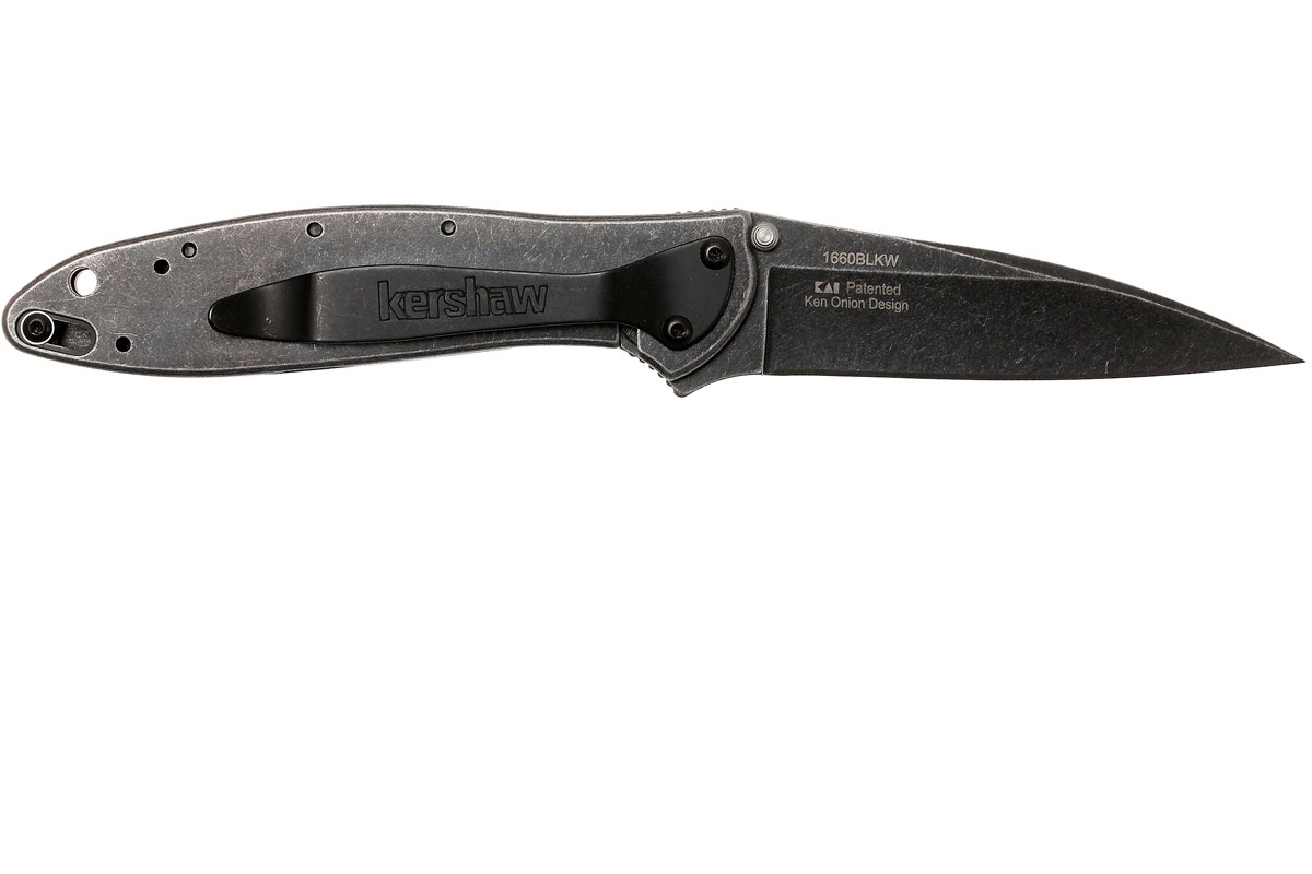 Складной нож Leek - Kershaw 1660BLKW, сталь Sandvik™ 14C28N с покрытием Black-Oxide BlackWash™, рукоять нержавеющая сталь 410 Stainless Steel, чёрный - фото 3