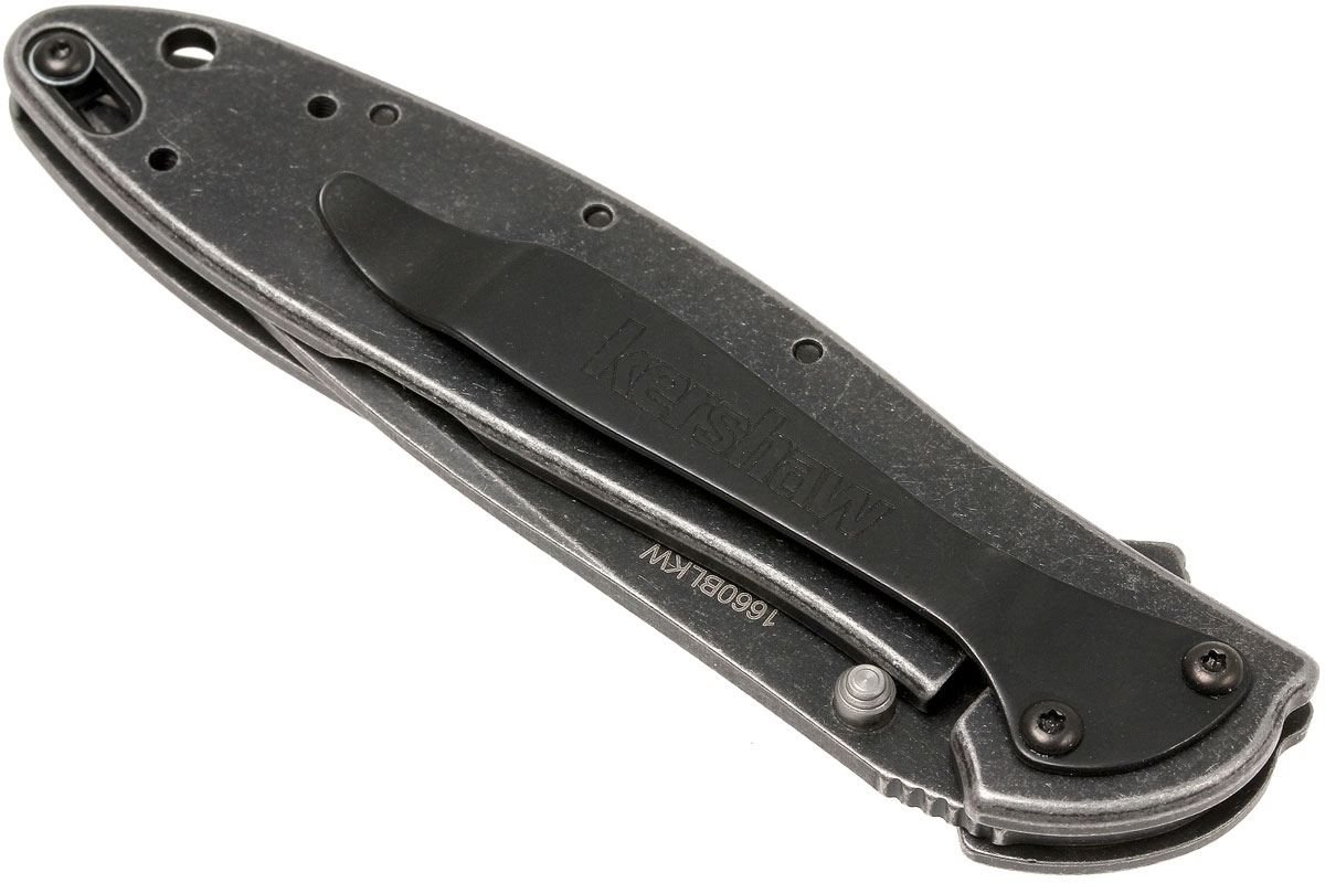 Складной нож Leek - Kershaw 1660BLKW, сталь Sandvik™ 14C28N с покрытием Black-Oxide BlackWash™, рукоять нержавеющая сталь 410 Stainless Steel, чёрный - фото 5