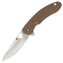 Фото Нож складной Southard Folder™ - Spyderco 156GPBN, сталь Carpenter CTS™ - 204P Micro-Melt® Alloy Stonewash Plain, рукоять титан/стеклотекстолит G10 коричневый