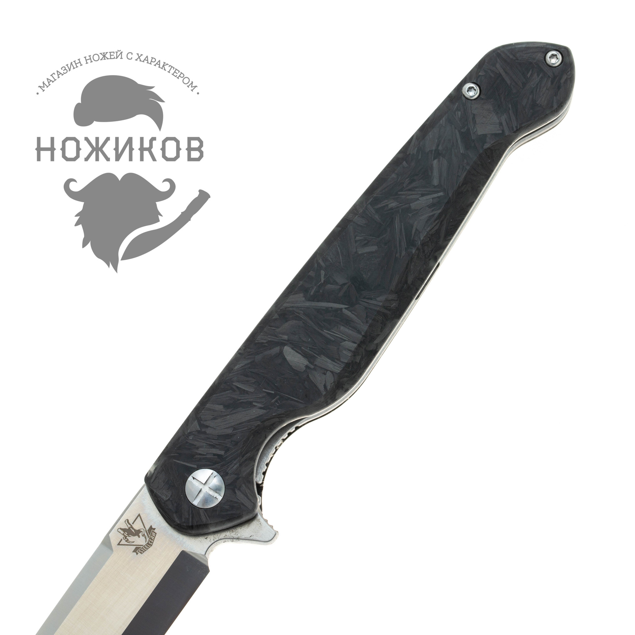 Складной нож Хамелеон-02, светонакопительный карбон, сталь D2 - фото 2