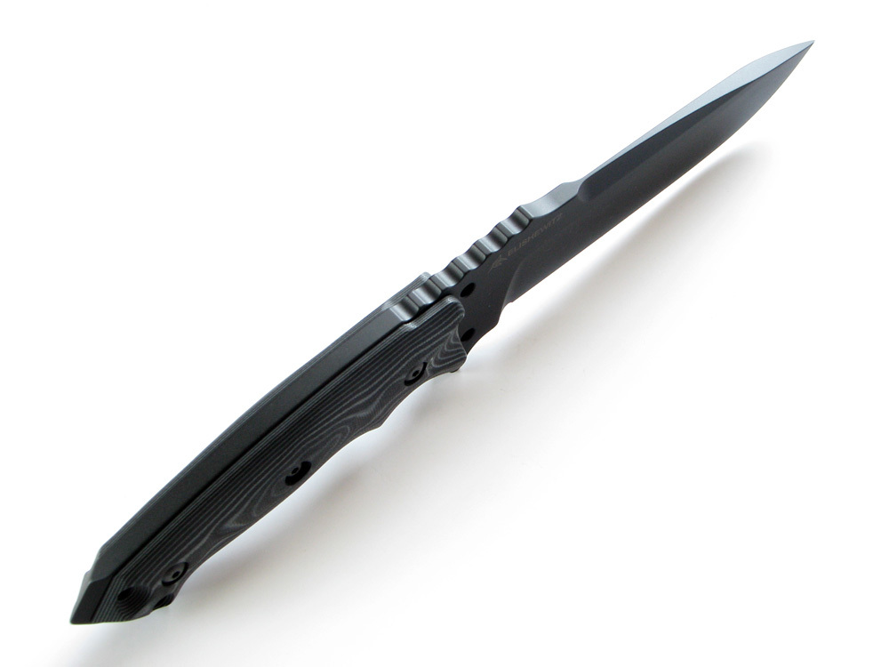 фото Нож с фиксированным клинком hogue ex-f01 black cerakote, сталь a2 tool steel, рукоять g-mascus®/g10, чёрный