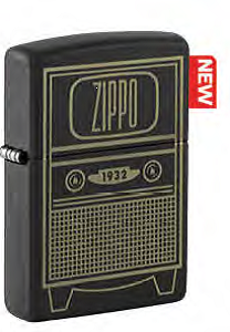 Зажигалка ZIPPO Vintage TV Design с покрытием Black Matte, латунь/сталь, черная
