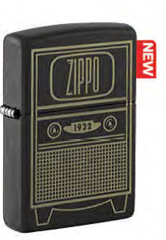 Фото Зажигалка ZIPPO Vintage TV Design с покрытием Black Matte, латунь/сталь, черная