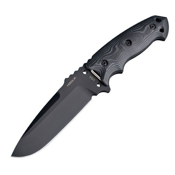 фото Нож с фиксированным клинком hogue ex-f01 black cerakote, сталь a2 tool steel, рукоять g-mascus®/g10, чёрный