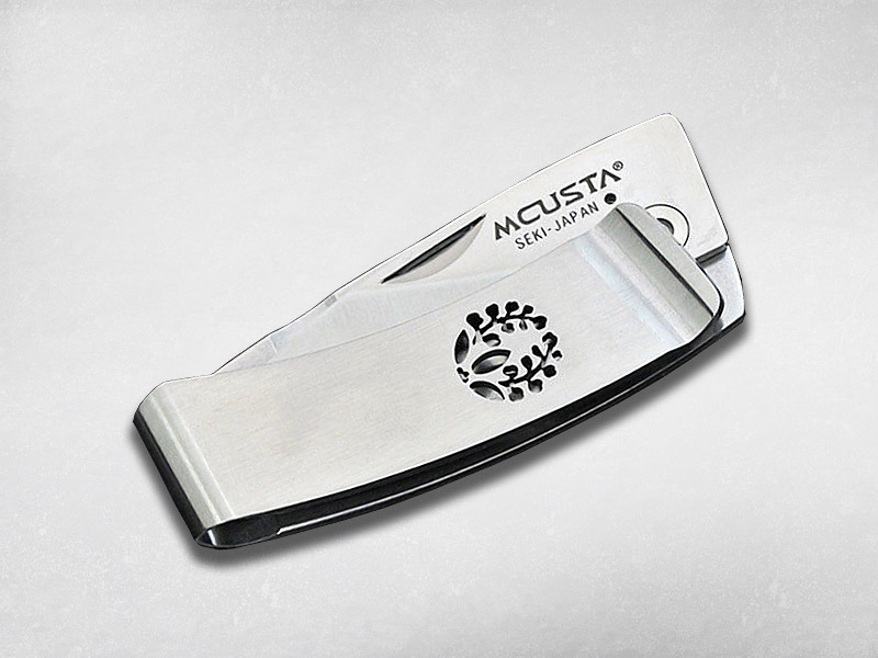 фото Нож-зажим для купюр складной mcusta pocket clip "kamon" fuji "глициния" mc-0084, сталь aus-8 , рукоять сталь