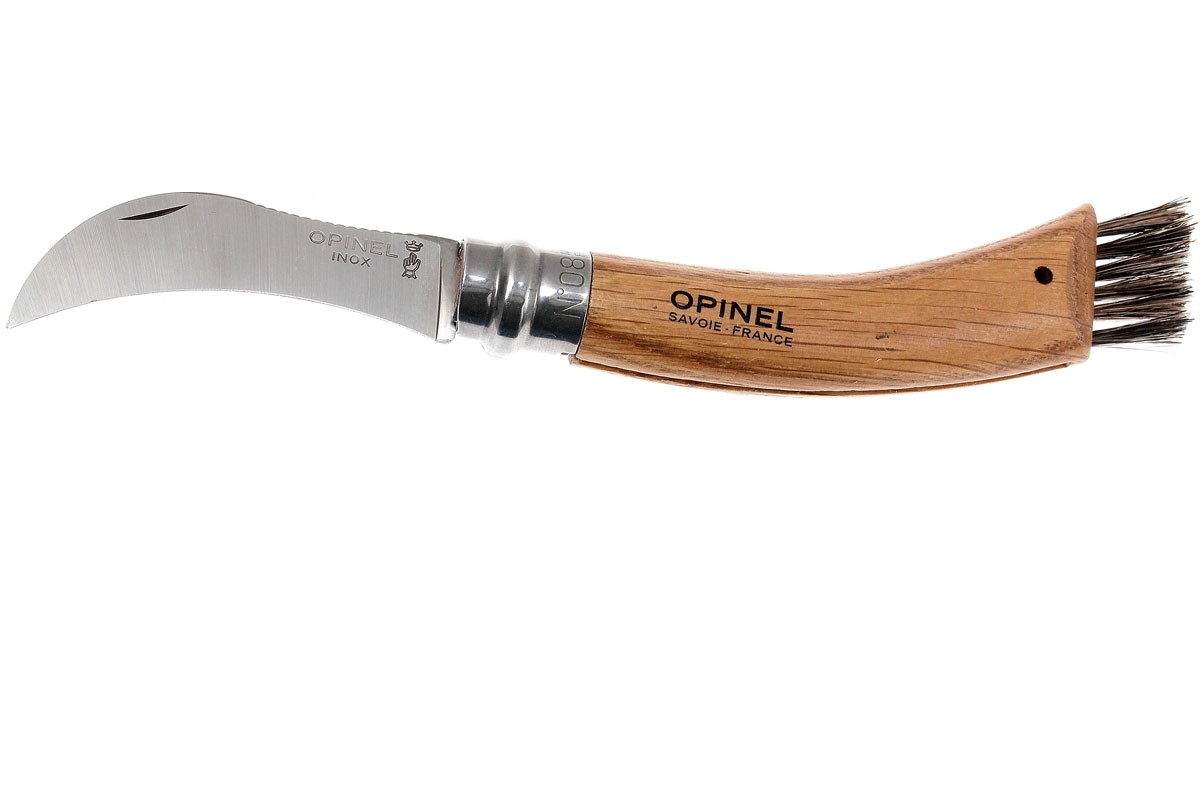 Нож грибника складной Opinel №8, нержавеющая сталь Sandvik 12C27, рукоять дуб, чехол + деревянный футляр, 001327 - фото 7