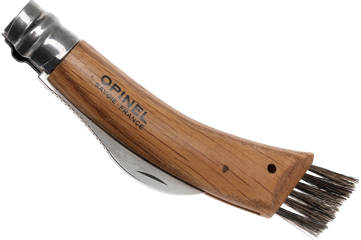 Нож грибника складной Opinel №8, нержавеющая сталь Sandvik 12C27, рукоять дуб, чехол + деревянный футляр, 001327 - фото 4