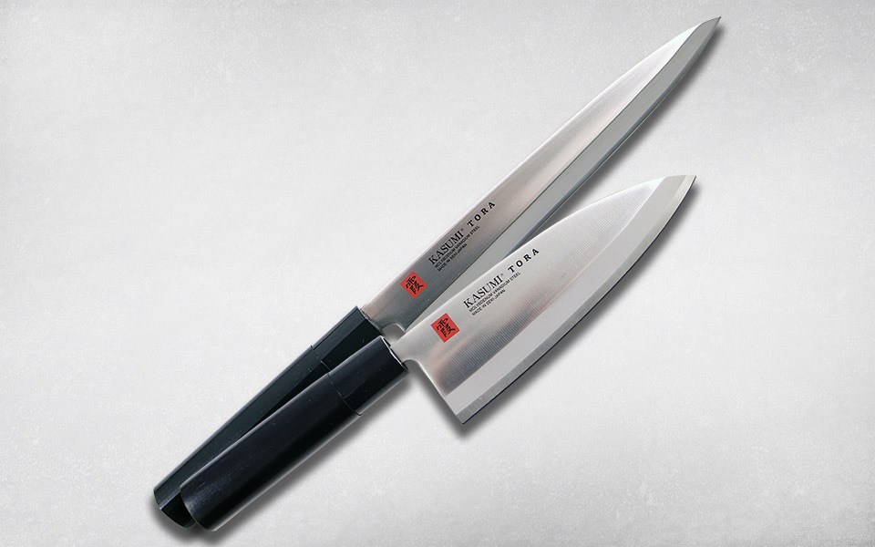 фото Набор кухонных ножей, kasumi, set tora 2-j, сталь aus-6a, стабилизированная древисина, черный