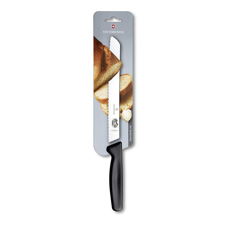 Кухонный нож Victorinox для нарезки хлеба, сталь X50CrMoV15, рукоять полипропилен, черный от Ножиков