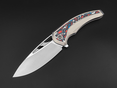 Фото Складной нож TUOTOWN Whale сталь M390, рукоять титан, Nebula карбон