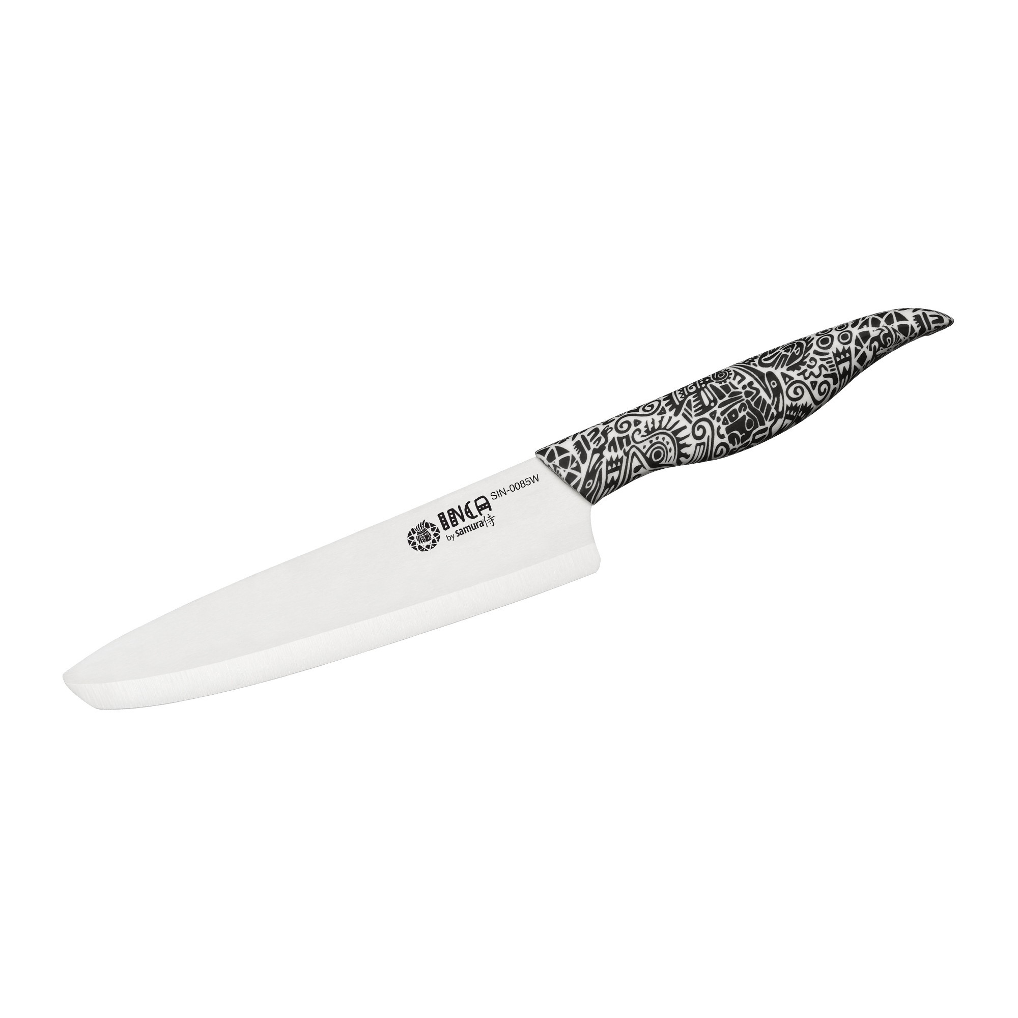 Нож кухонный Шеф Samura Inca 187 мм, белая циркониевая керамика, рукоять пластик