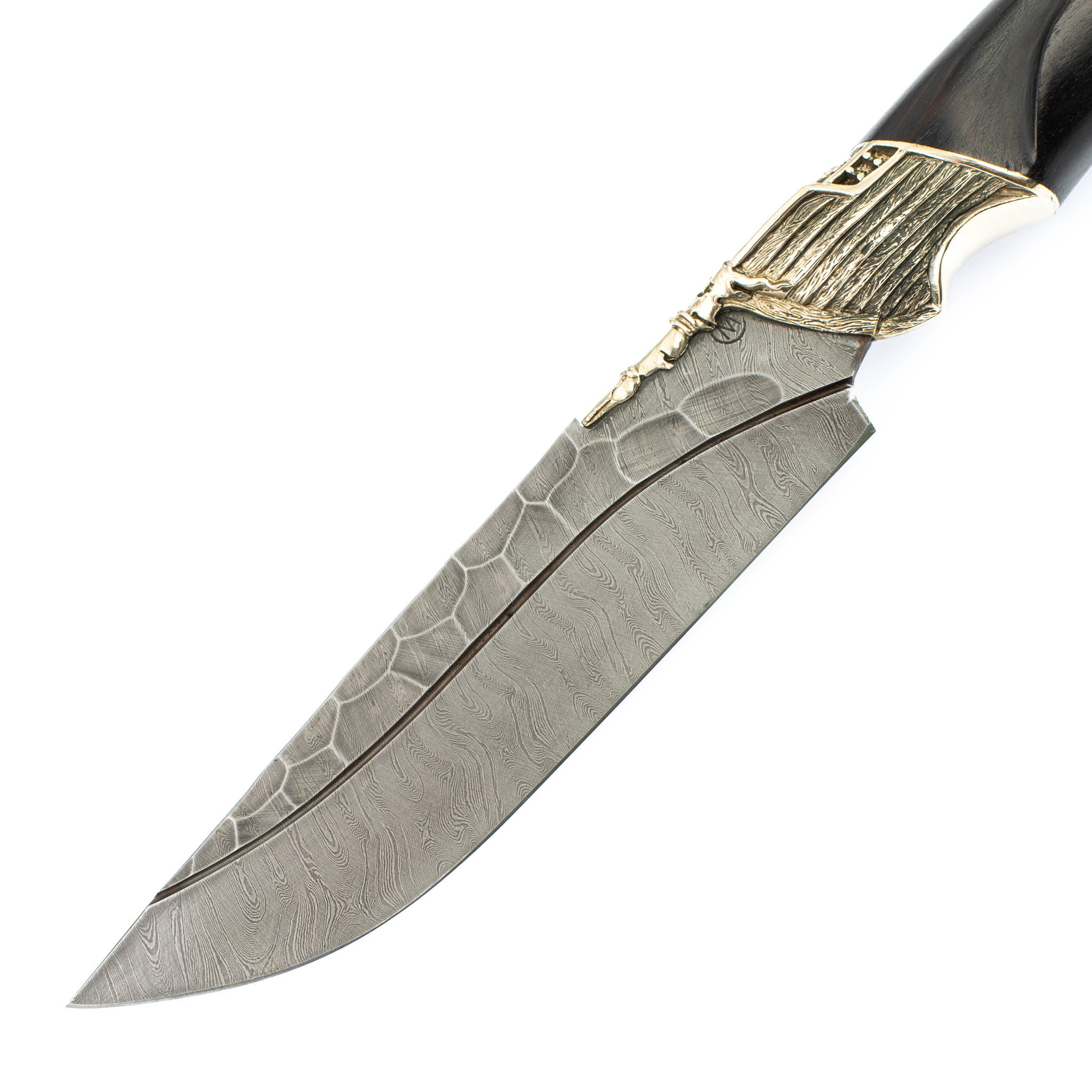 Нож Путник с резной рукоятью, дамасская сталь - фото 2