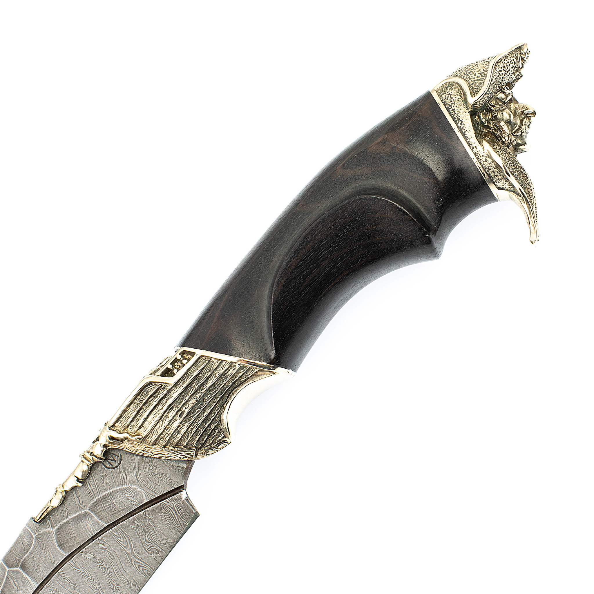 Нож Путник с резной рукоятью, дамасская сталь - фото 3
