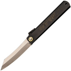 Фото Нож складной Higonokami Nagao Kanekoma, 100мм, сталь Aogami Damascus 3 слоя, рукоять латунь черная
