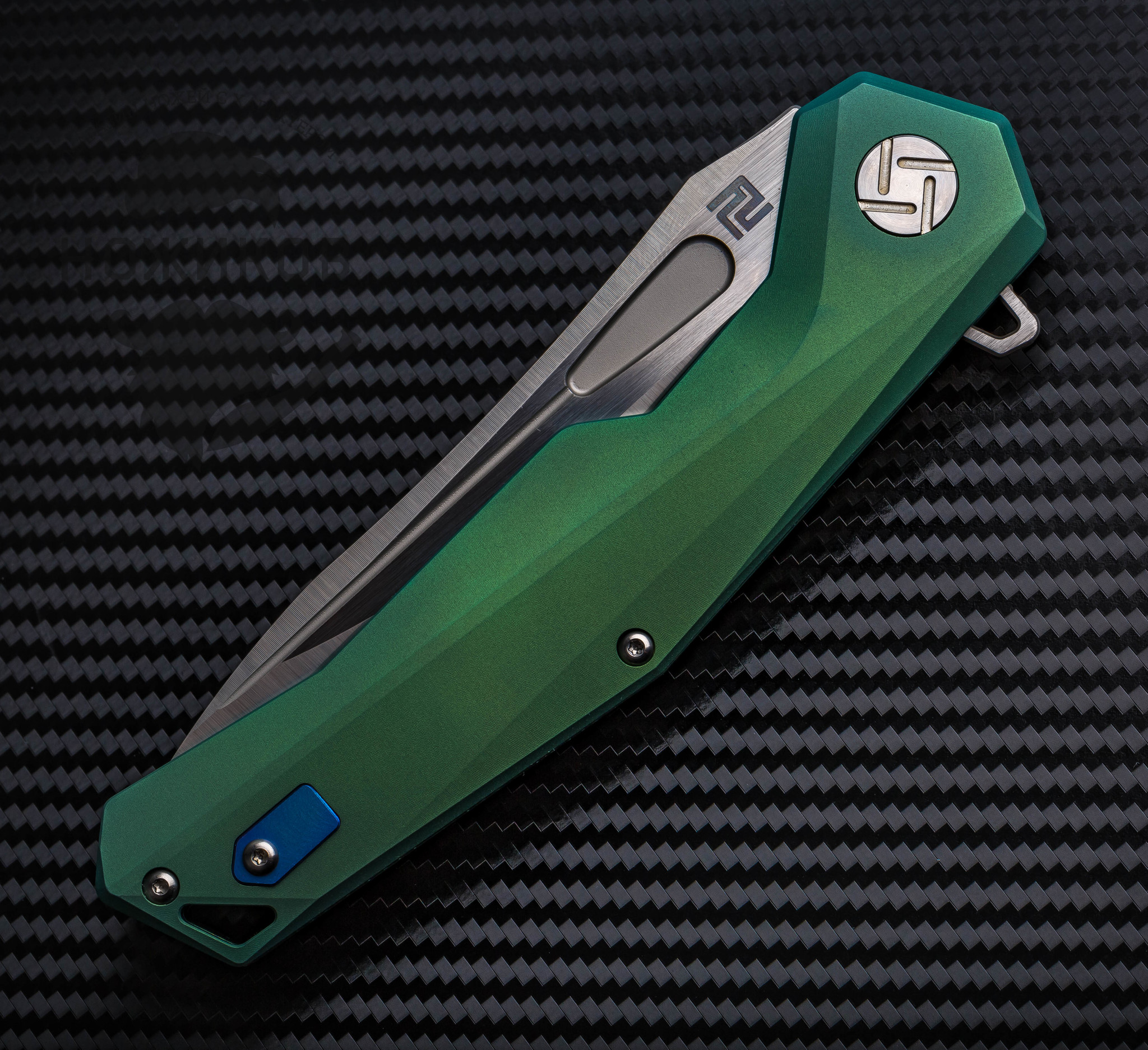 фото Складной нож artisan zumwalt, сталь s35vn, зеленый титан artisan cutlery