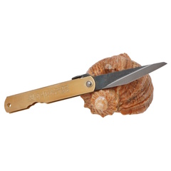 Фото Складной нож Nagao Higonokami Single bevel, 70мм, сталь Aogami, рукоять латунь