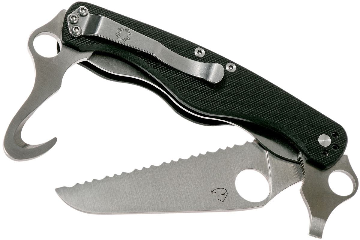 Складной многофункциональный нож ClipiTool™ Rescue™ - Spyderco Multi-Tool 209GS, сталь 8Cr13MoV Satin Serrated, рукоять стеклотекстолит G10, чёрный - фото 10