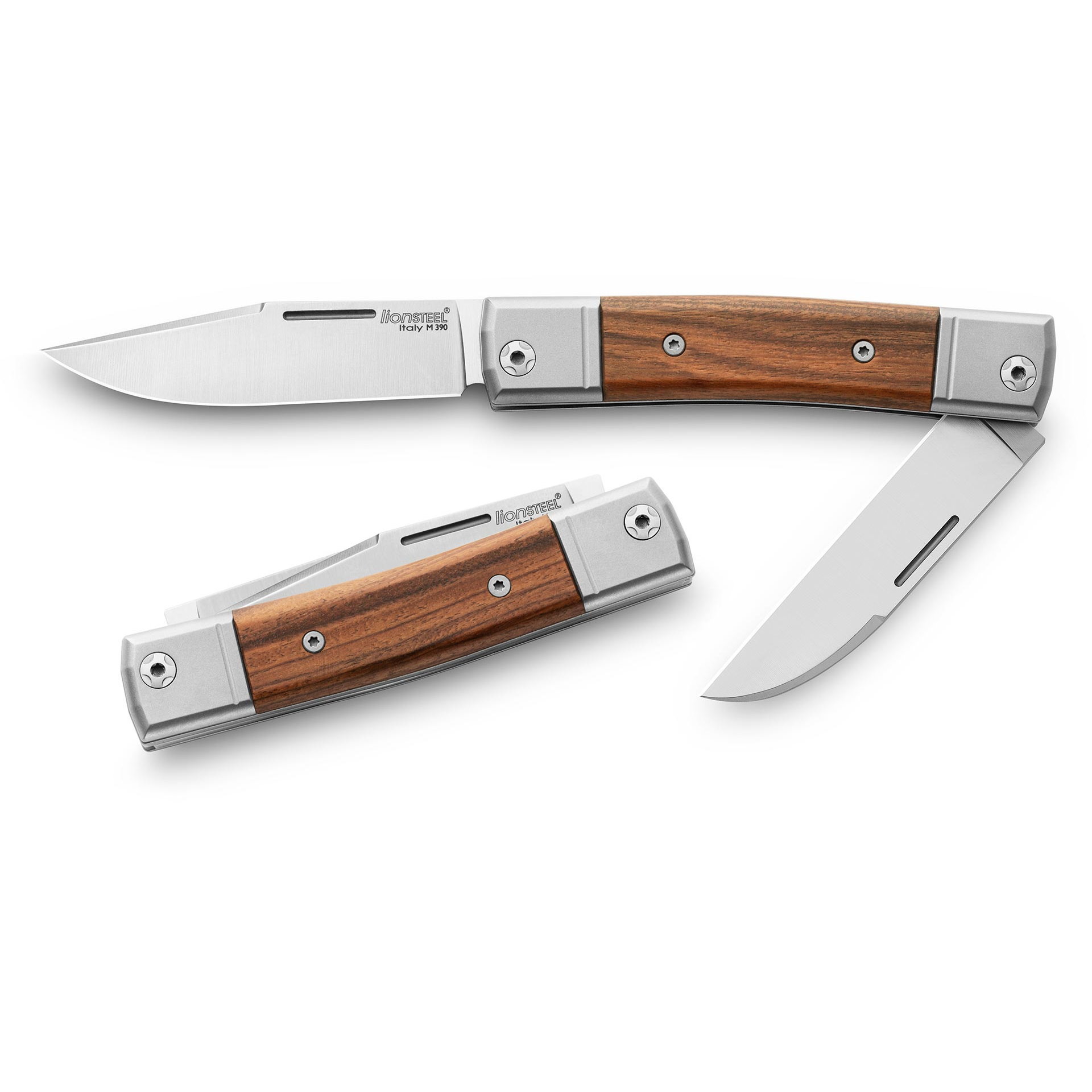 фото Складной нож lionsteel bestman two blades, сталь m390, рукоять santos wood lion steel