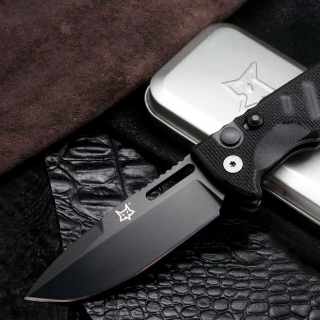 фото Складной нож fox the smarty, сталь n690, рукоять стеклотекстолит g-10, чёрный