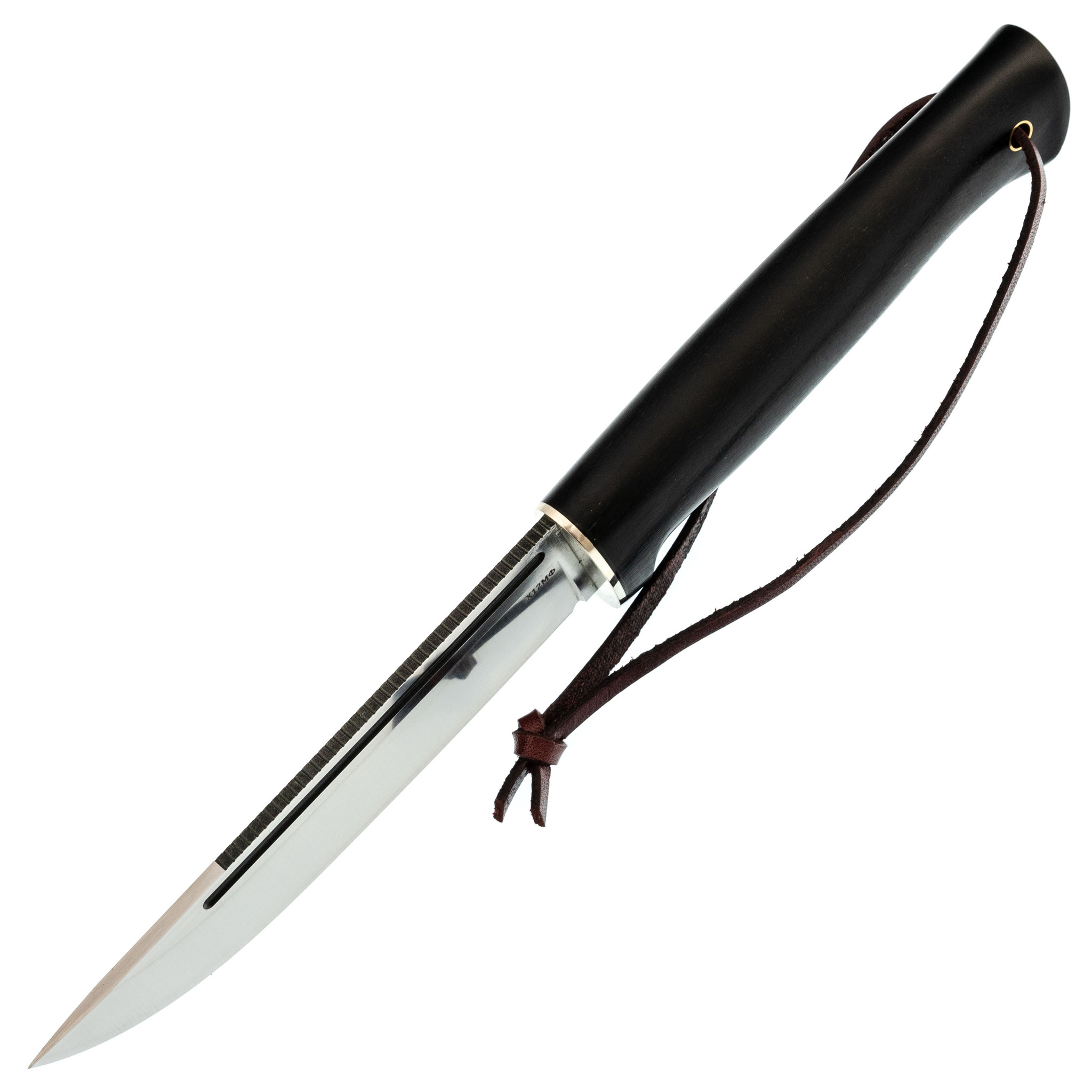 Нож Лиман, сталь N690, коричневый граб, кориан, скримшоу - фото 2