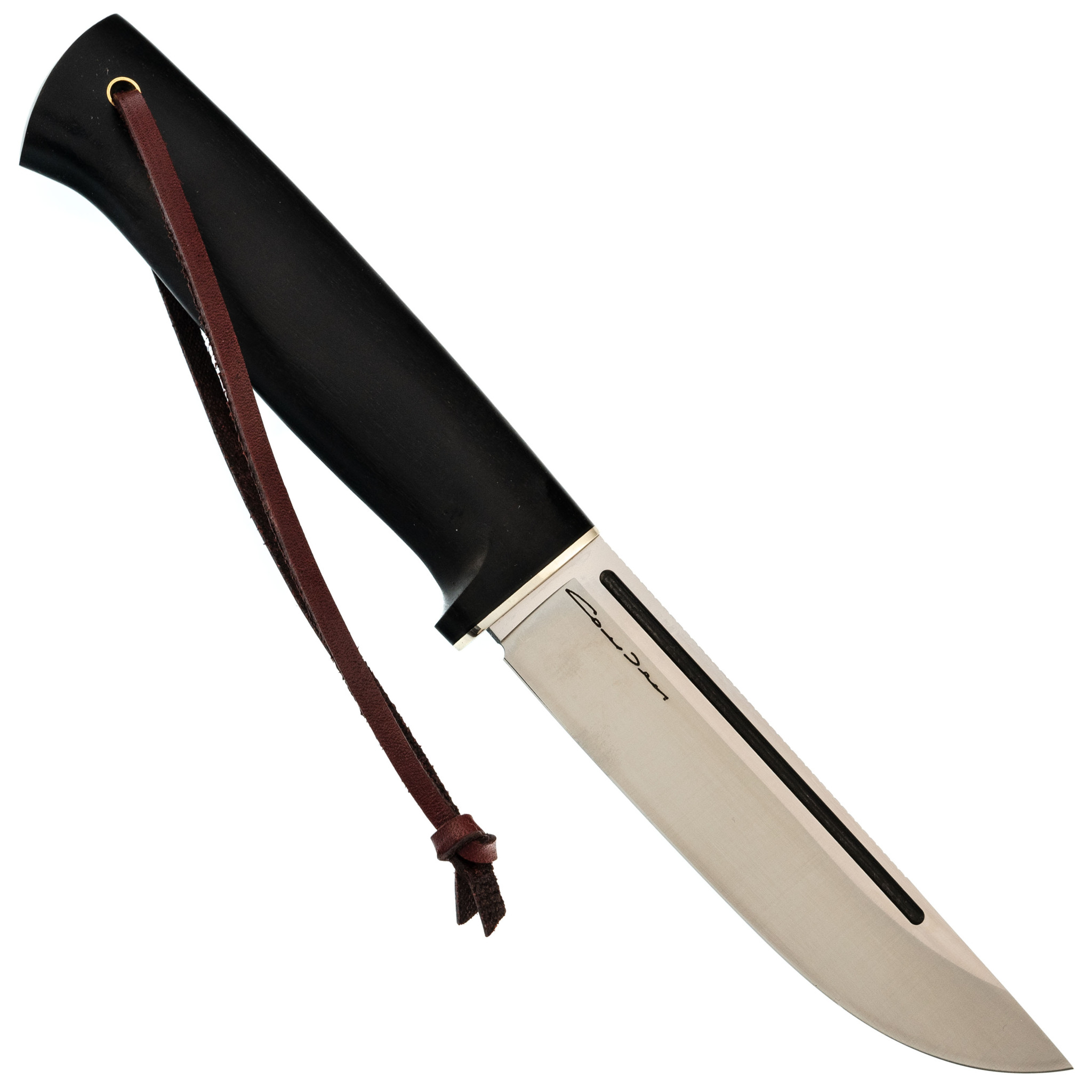 Нож Лиман, сталь N690, коричневый граб, кориан, скримшоу - фото 3